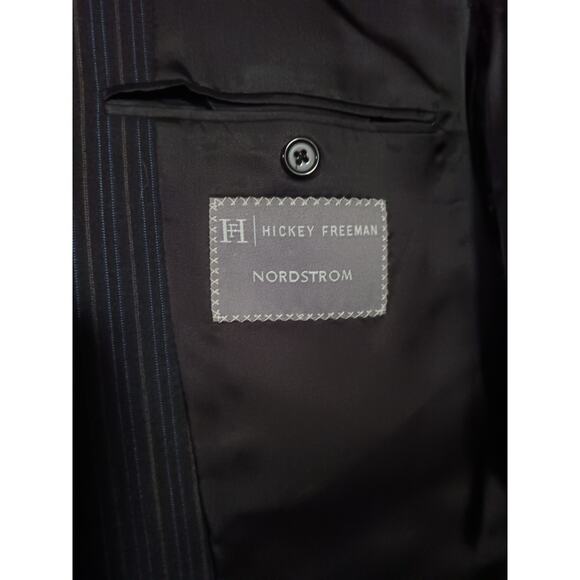 Hickey Freeman Madison 44L Blazer Black Multi-Stripe Loro Piana Super 130s Wool - Picture 8 of 10